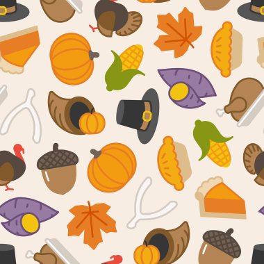 Şükran Günü simgelerinin renksiz desenleri