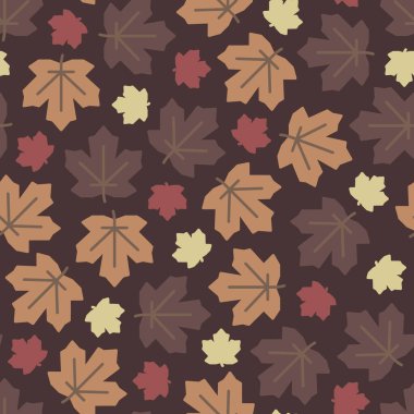 Akçaağaç yaprağı sonbaharda kahverengi arka planda pürüzsüz desen üzerine düşer