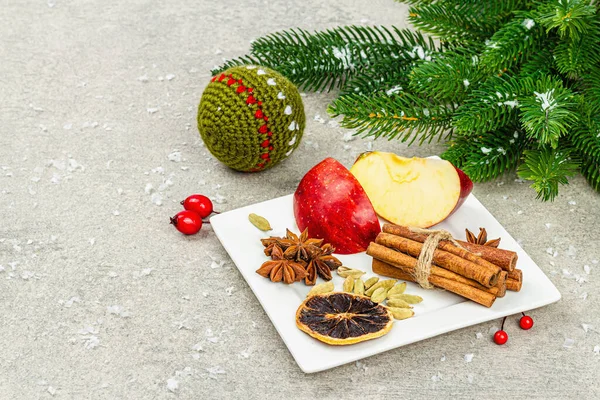 Set Traditional Spices Preparation Mulled Wine Spices Pot Traditional Christmas — Stock Photo, Image