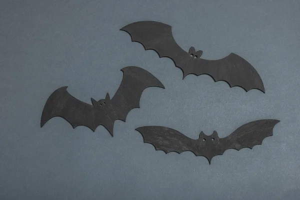 Funny Halloween Background Cute Black Little Bats Traditional Festive Symbol — Stock Photo, Image