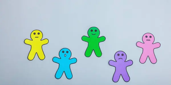 World Mental Health Day Paper Men Figures Different Emotions Feedback — Stock Photo, Image