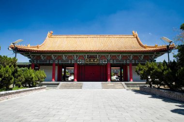 Tayvan 'daki Kaohsiung şehir tapınağının manzarası Çin' in kuzeyindeki bir saraya benzer..