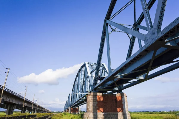 Будівельний Вид Старий Залізничний Міст Через Річку Гопінг Гаосюні Тайвань — стокове фото