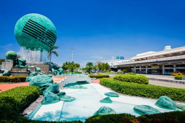 Kaohsiung Uluslararası Havalimanı 'ndaki (Xiaogang Havalimanı) uluslararası yolcu terminalinin görüntüsü. Tayvan 'ın en yoğun ikinci havaalanıdır..