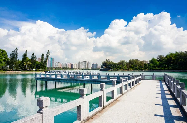 stock image View of the Nine-cornered Bridge in Chengcing Lake, Kaohsiung, Taiwan.