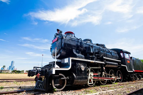 stock image Close-up of the retired steam locomotives at the Takao Railway Museum in Kaohsiung, Taiwan.