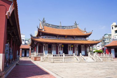 Changhua, Tayvan 'daki Konfüçyüs Tapınağı manzarası. Bu, birkaç yüz yıllık Çin tarzı bir binaya sahip tarihi bir miras.