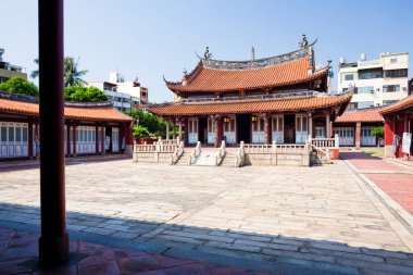 Changhua, Tayvan 'daki Konfüçyüs Tapınağı manzarası. Bu, birkaç yüz yıllık Çin tarzı bir binaya sahip tarihi bir miras.