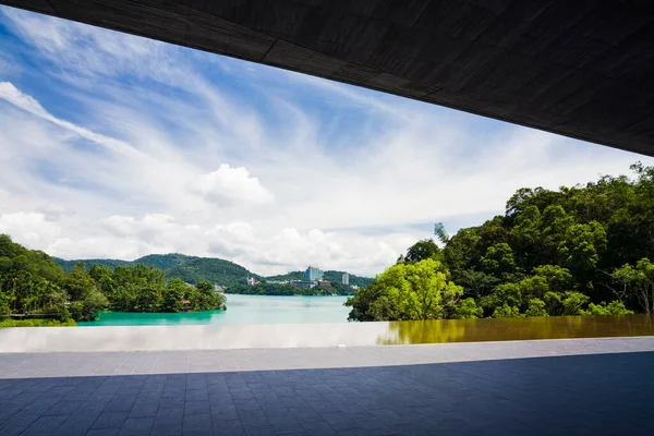 stock image The building view of Xiangshan Visitor Center in Nantou, Taiwan. it is the site of the Sun Moon Lake National Scenic Area Management Office.