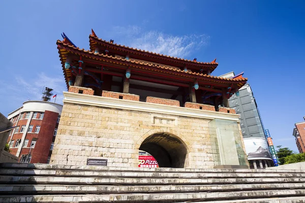 stock image Low-angle view of the Yin Hsi East Gate in Hsinchu City, Taiwan. Built-in the 11th year of Yongzheng in the Qing Dynasty.