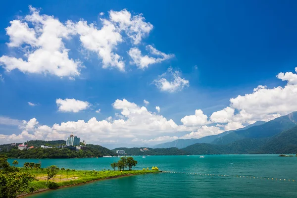 Paisagem Sun Moon Lake Pela Manhã Uma Atração Famosa Nantou — Fotografia de Stock