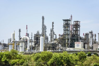 Kaohsiung, Tayvan 'daki Lin Yuan Sanayi Bölgesi' nin manzarası. Petrokimya endüstrisinin hakim olduğu bir sanayi bölgesi..