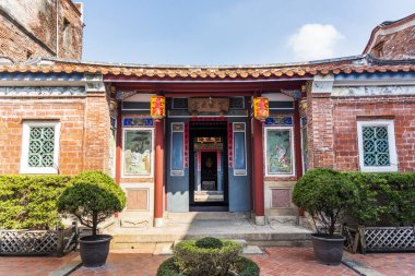 Lukang, Changhua, Tayvan 'daki Kadim Ding Ailesi Evi' nin manzarası. Qing Hanedanlığı zamanında inşa edilmiş..