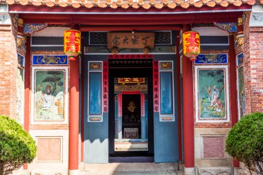 Lukang, Changhua, Tayvan 'daki Kadim Ding Ailesi Evi' nin manzarası. Qing Hanedanlığı zamanında inşa edilmiş..