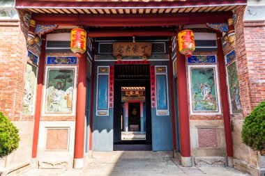 Lukang, Changhua, Tayvan 'daki Kadim Ding Ailesi Evi' nin manzarası. Qing Hanedanlığı zamanında inşa edilmiş..