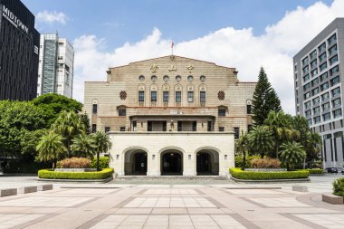 Taipei, Taiwan- August 26, 2021: Architecture view of the Zhongshan Hall in Taipei, Taiwan. it is a historical building that was original to the Taipei City Public Auditorium. clipart