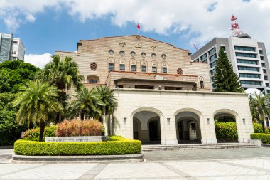 Taipei, Taiwan- August 26, 2021: Architecture view of the Zhongshan Hall in Taipei, Taiwan. it is a historical building that was original to the Taipei City Public Auditorium. clipart