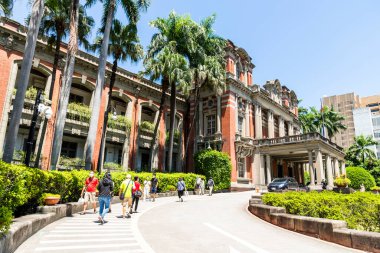 Taipei, Taiwan- August 26, 2021: Building view The old wing of the National Taiwan University Hospital (NTUH) in Taipei. it was built during the Japanese colonization of Taiwan. clipart