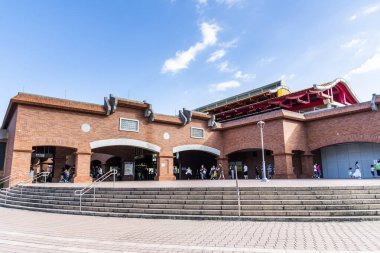 New Taipei City, Taiwan- May 16, 2021: Outdoor view of Tamsui MRT station in New Taipei City, Taiwan.  clipart