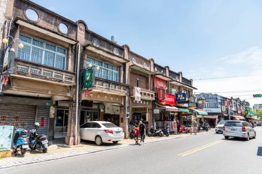 Tainan, Taiwan- April 10, 2022: Tourists visit the Xinhua old street in Tainan, Taiwan. which was the Baroque style of buildings during the Japanese rule of Taiwan. clipart