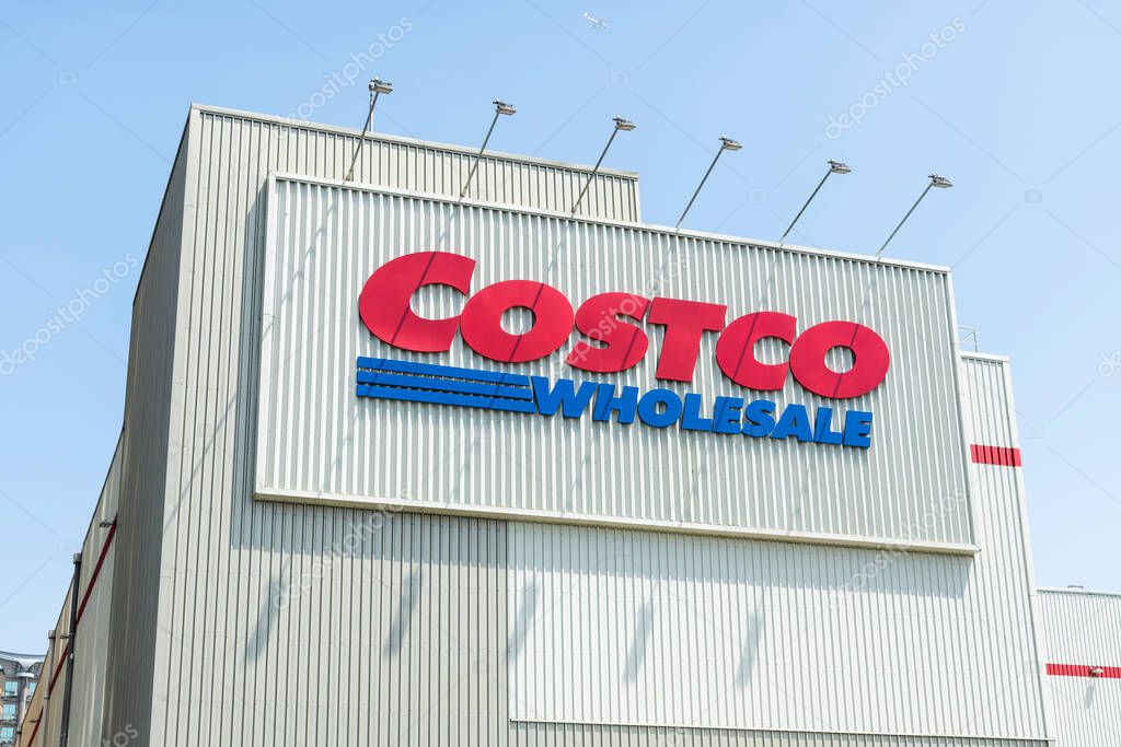 Kaohsiung, Taiwan- March 31, 2022: View of Costco wholesale storefront in Kaohsiung, Taiwan. Costco Wholesale Company is the largest membership warehousing club in the United States.
