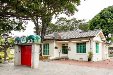 Pingtung, Taiwan- April 29, 2022: Tourists visit the Duxingshi Village Cultural Park in Penghu, Taiwan. which used to be a military dependents' village, is now a cultural and creative park. clipart