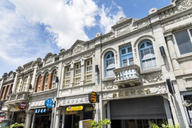 Tainan, Taiwan- June 13, 2022: Building view of Xinhua Old Street in Tainan, Taiwan. which was the Baroque style of buildings during the Japanese rule of Taiwan. clipart