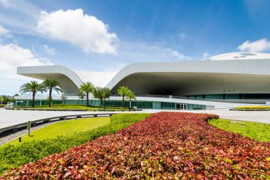 Kaohsiung, Tayvan - 19 Temmuz 2022: National Kaohsiung Center for the Arts (Weiwuying), Tayvan. Site aslında askeri bir bileşikti ve bir sanat merkezi olarak yeniden inşa edildi..