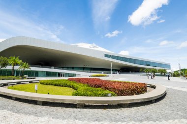 Kaohsiung, Tayvan - 19 Temmuz 2022: National Kaohsiung Center for the Arts (Weiwuying), Tayvan. Site aslında askeri bir bileşikti ve bir sanat merkezi olarak yeniden inşa edildi..