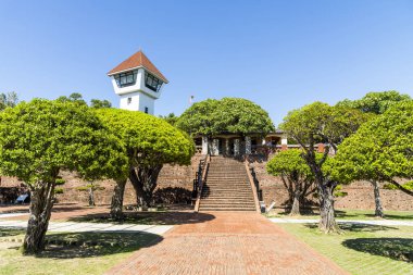 Tainan, Tayvan - 21 Temmuz 2022: Tayvan 'ın Tainan kentindeki Anping Eski Kalesi, Tayvan' daki en eski kale binasıdır..