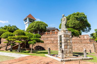 Tayvan 'ın Tainan kentindeki Anping Eski Kalesi' nin manzarası Tayvan 'daki en eski kale binasıdır..