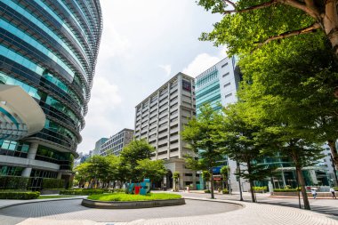 Taipei, Tayvan - 25 Temmuz 2022: Taipei, Tayvan 'daki Neihu Teknoloji Parkının manzarası. Tayvan 'daki ilk metropolitan teknoloji parkı..