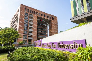 Hsinchu City, Taiwan- August 12, 2022: Building view of the College of Technology Management, National Tsing Hua University (NTHU) in Hsinchu City, Taiwan. clipart