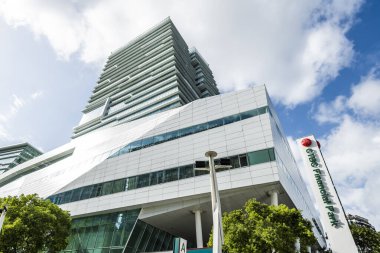 Taipei, Taiwan- September 21, 2022: Modern building view of Chinatrust Commercial Bank (CTBC) Financial Park in Taipei, Taiwan, It houses the headquarters of CTBC Financial Holding. clipart