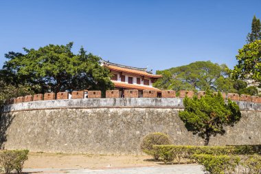 Tainan, Tayvan 'daki Büyük Güney Kapısı' nın eski şehir duvarı manzarası. Tayvan 'ın en iyi korunmuş şehir kapılarından biri..