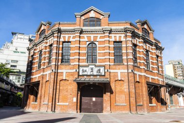 Taipei, Taiwan - July 5, 2023: Building view of Ximending Red House Theater in Taipei, Taiwan. Though built as a marketplace in 1908 during Japanese rule, it has been used as a theater since 1945.