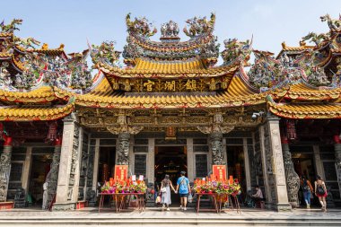 Tayvan, Tayvan... 23 Eylül 2023: Tayvan 'ın Taichung kentindeki Dajia Jenn Lann Tapınağı' nın manzarası deniz tanrıçası Mazu 'ya tapılmaktadır..