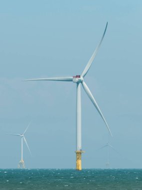 Miaoli, Tayvan... 26 Eylül 2023 Tayvan 'ın batı kıyısındaki Offshore rüzgar güç sistemlerinin görüntüsü.