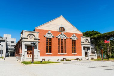 Hsinchu Şehri, Tayvan... 26 Eylül 2023: Tayvan 'daki eski Hsinchu toplantı salonunun manzarası. Sergi şu anda Ulusal Hsinchu Yaşam Sanatları Merkezi 'nde sergilenmektedir..