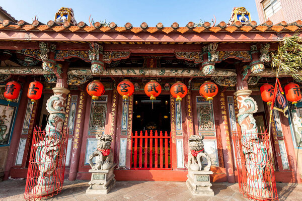 Building view of the Zhenwu Temple in Wuqi District, Taichung, Taiwan. The ancient temple built in 1846, worships Xuan Tain Shang Di.