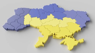 Ukraine as 3D rendering on a white background with a lot of details and high resolution. clipart