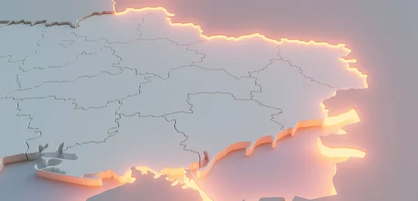 Tensión Entre Ucrania Rusia Mapa Conceptual Las Fronteras Estado Renderizado — Foto de Stock