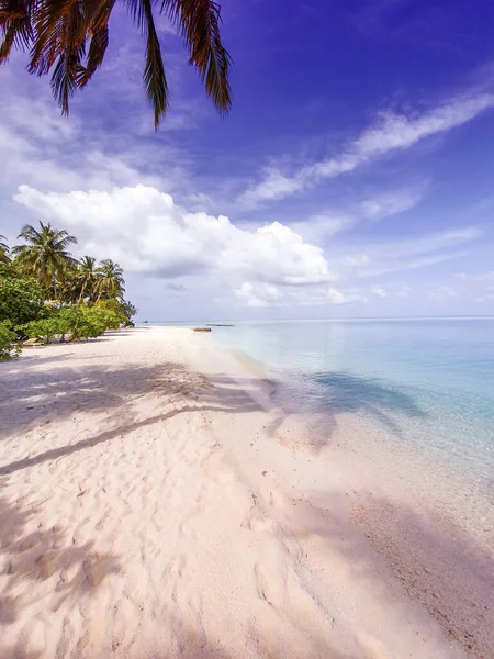 Λευκή Παραλία Κρυστάλλινα Νερά Παράδεισος Των Μαλδίβων — Φωτογραφία Αρχείου