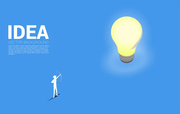 ビジネスマンは電球に矢を撃つのに適した 創造的なアイデアとソリューションのビジネスコンセプト — ストックベクタ