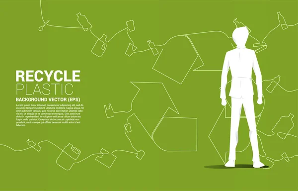 Homme Affaires Recycler Icône Affichage Une Seule Ligne Icône Plastique — Image vectorielle