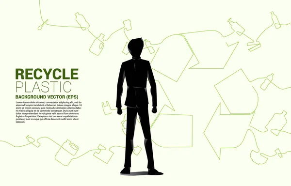 Homme Affaires Recycler Icône Affichage Une Seule Ligne Icône Plastique — Image vectorielle