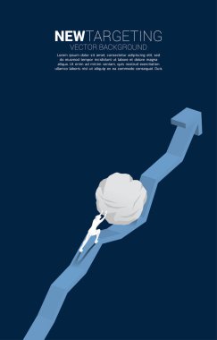 Büyük kayayı büyüme grafiğine iten iş adamının silueti. İş meydan okuma ve sıkı çalışma kavramı.