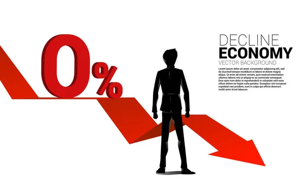 Üzletember Kamat Csökkenő Trenddiagrammal Hanyatló Gazdasági Válságbankpolitika Fogalma — Stock Vector
