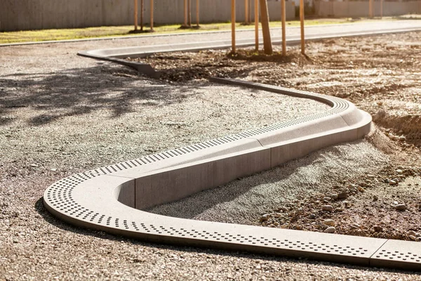 Curbs Spiral Forme Trottoir Sentier Piétonnier Construction Dans Parc Parc — Photo