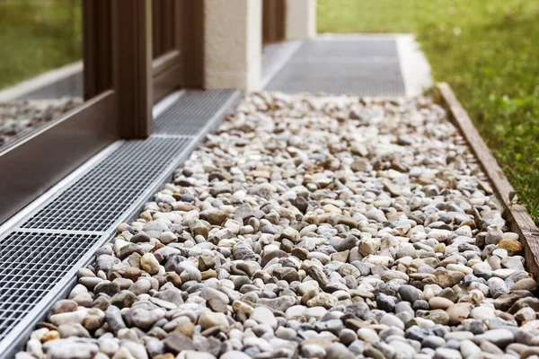French Drain Drain Stones Gravel Floor Drainage Surface System Storm — Photo